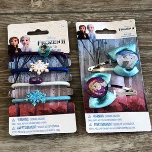 NWT!  How Cute!! Disney Frozen II Hair Clips & Ties Princess Elsa & Anna